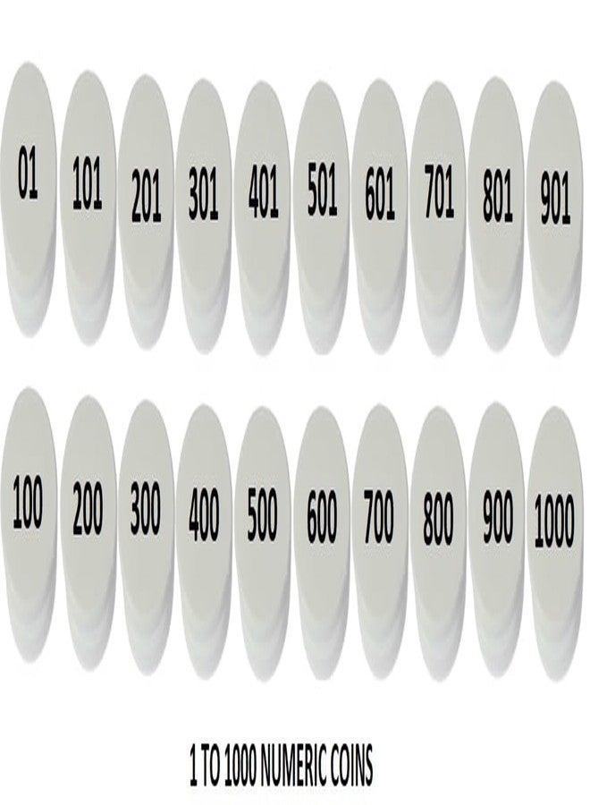 MOREL Embossed 1 to 1000 Numerical Plastic Round Shape Token Coin(31MM) for Shop, Board Games, Stores, House, School ETC.(White Color) (White),Lifetime GARANTY of Printing - Image 2